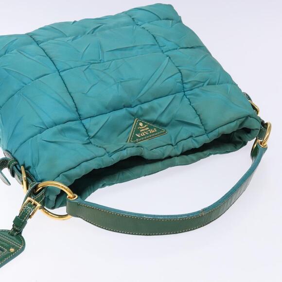 PRADA Shoulder Bag Nylon Blue Gold - Picture 6 of 12